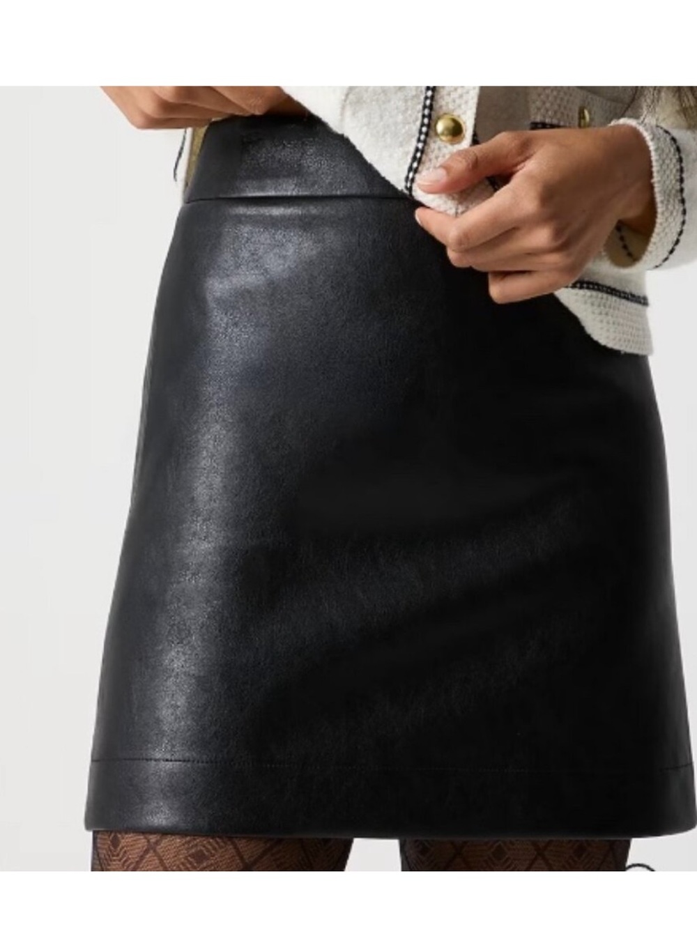J. Crew Black Faux-Leather A-Line Mini Skirt